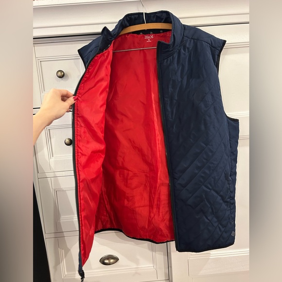 ZELOS Navy Quilted Zip-Up Vest Red Lining Size XL - Picture 9 of 12